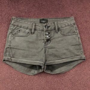 Dark gray stretchy jean shorts (mid-rise)